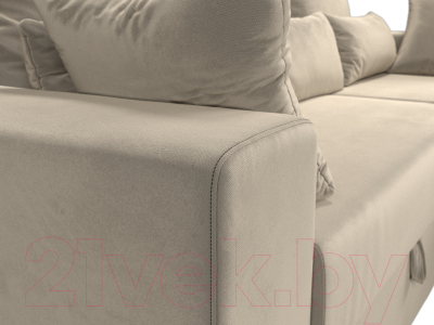 Диван угловой Лига Диванов Майами 15 правый (микровельвет бежевый)