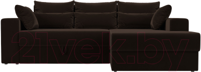 Диван угловой Лига Диванов Майами 15 правый (микровельвет коричневый)