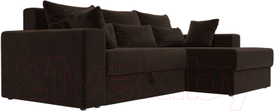 Диван угловой Лига Диванов Майами 15 правый (микровельвет коричневый)