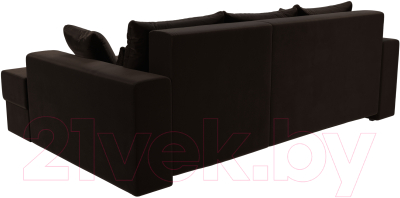 Диван угловой Лига Диванов Майами 15 правый (микровельвет коричневый)
