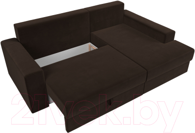 Диван угловой Лига Диванов Майами 15 правый (микровельвет коричневый)