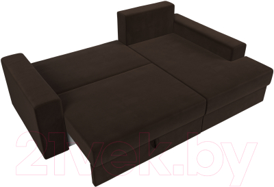 Диван угловой Лига Диванов Майами 15 правый (микровельвет коричневый)