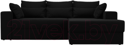 Диван угловой Лига Диванов Майами 15 правый (микровельвет черный)