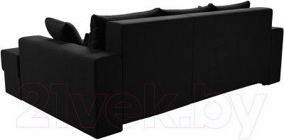 Диван угловой Лига Диванов Майами 15 правый (микровельвет черный)