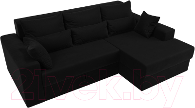 Диван угловой Лига Диванов Майами 15 правый (микровельвет черный)