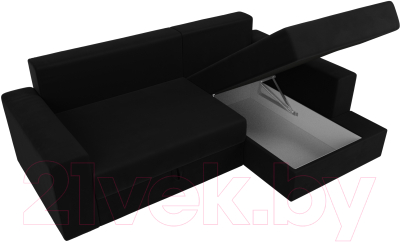 Диван угловой Лига Диванов Майами 15 правый (микровельвет черный)