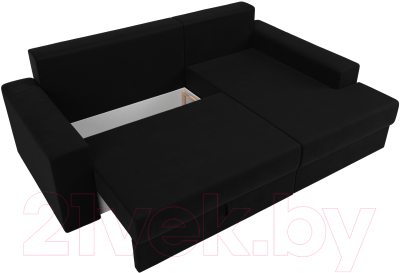 Диван угловой Лига Диванов Майами 15 правый (микровельвет черный)