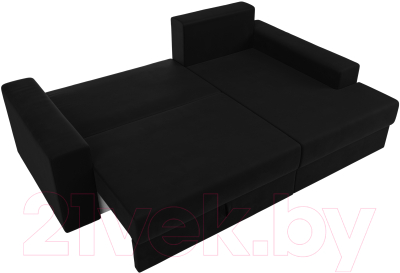 Диван угловой Лига Диванов Майами 15 правый (микровельвет черный)