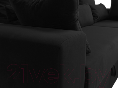 Диван угловой Лига Диванов Майами 15 правый (микровельвет черный)
