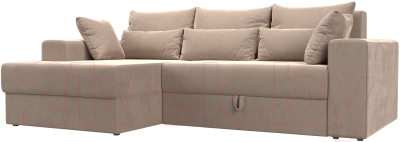 Диван угловой Лига Диванов Майами 15 левый (велюр бежевый) - фото