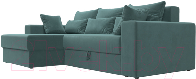 Диван угловой Лига Диванов Майами 15 левый (велюр бирюза)