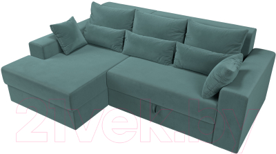 Диван угловой Лига Диванов Майами 15 левый (велюр бирюза)