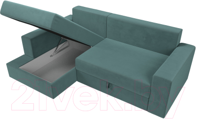 Диван угловой Лига Диванов Майами 15 левый (велюр бирюза)