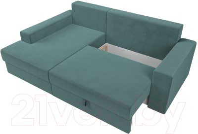 Диван угловой Лига Диванов Майами 15 левый (велюр бирюза)