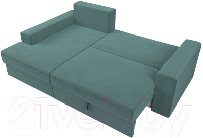 Диван угловой Лига Диванов Майами 15 левый (велюр бирюза)