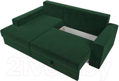 Диван угловой Лига Диванов Майами 15 левый (велюр зеленый)