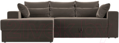 Диван угловой Лига Диванов Майами 15 левый (велюр коричневый)