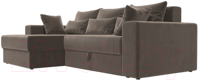 Диван угловой Лига Диванов Майами 15 левый (велюр коричневый)