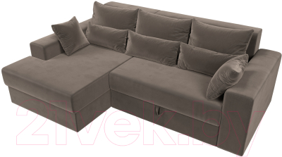 Диван угловой Лига Диванов Майами 15 левый (велюр коричневый)
