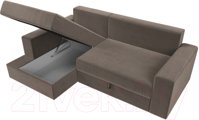 Диван угловой Лига Диванов Майами 15 левый (велюр коричневый)