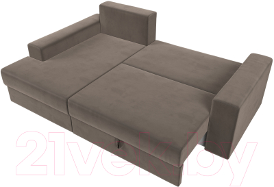 Диван угловой Лига Диванов Майами 15 левый (велюр коричневый)