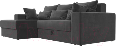 Диван угловой Лига Диванов Майами 15 левый (велюр серый)
