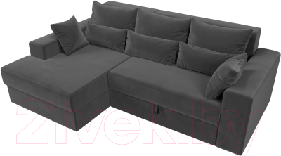 Диван угловой Лига Диванов Майами 15 левый (велюр серый)