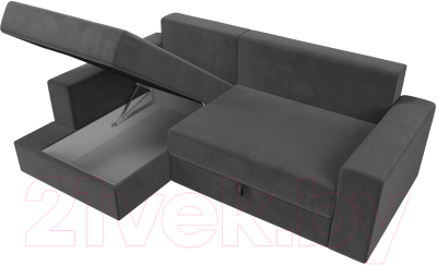 Диван угловой Лига Диванов Майами 15 левый (велюр серый)