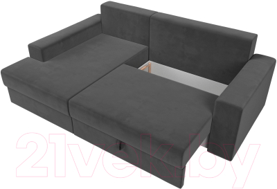 Диван угловой Лига Диванов Майами 15 левый (велюр серый)