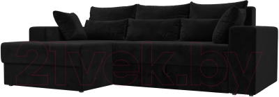 Диван угловой Лига Диванов Майами 15 левый (велюр черный) - фото