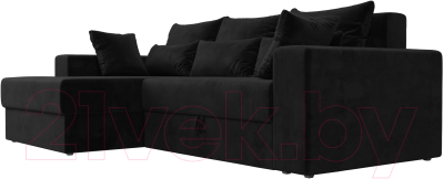 Диван угловой Лига Диванов Майами 15 левый (велюр черный)