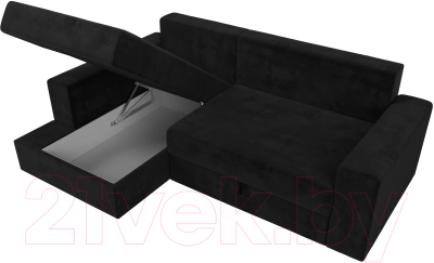 Диван угловой Лига Диванов Майами 15 левый (велюр черный)
