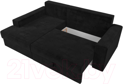 Диван угловой Лига Диванов Майами 15 левый (велюр черный)