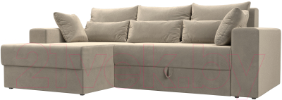 Диван угловой Лига Диванов Майами 15 левый (микровельвет бежевый) - фото