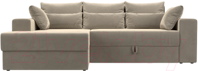 Диван угловой Лига Диванов Майами 15 левый (микровельвет бежевый)