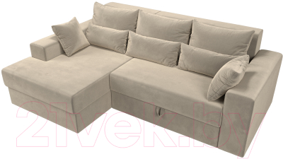 Диван угловой Лига Диванов Майами 15 левый (микровельвет бежевый)