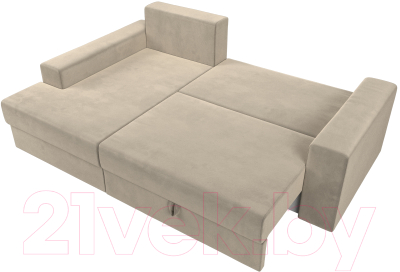 Диван угловой Лига Диванов Майами 15 левый (микровельвет бежевый)