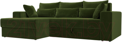 Диван угловой Лига Диванов Майами 15 левый (микровельвет зеленый) - фото