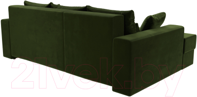 Диван угловой Лига Диванов Майами 15 левый (микровельвет зеленый)