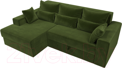 Диван угловой Лига Диванов Майами 15 левый (микровельвет зеленый)