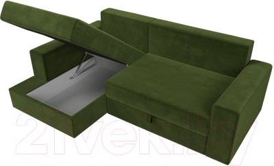 Диван угловой Лига Диванов Майами 15 левый (микровельвет зеленый)