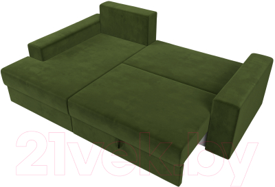 Диван угловой Лига Диванов Майами 15 левый (микровельвет зеленый)