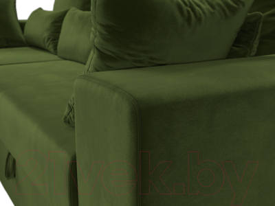 Диван угловой Лига Диванов Майами 15 левый (микровельвет зеленый)