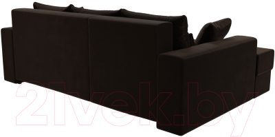 Диван угловой Лига Диванов Майами 15 левый (микровельвет коричневый)