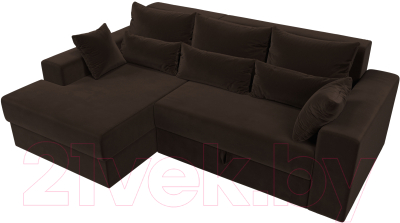 Диван угловой Лига Диванов Майами 15 левый (микровельвет коричневый)