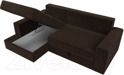 Диван угловой Лига Диванов Майами 15 левый (микровельвет коричневый)