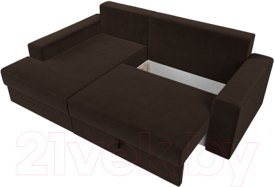 Диван угловой Лига Диванов Майами 15 левый (микровельвет коричневый)