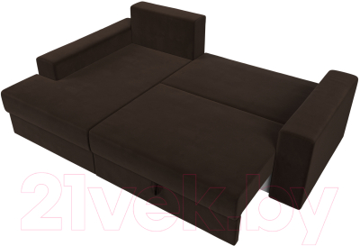 Диван угловой Лига Диванов Майами 15 левый (микровельвет коричневый)