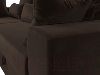 Диван угловой Лига Диванов Майами 15 левый (микровельвет коричневый)