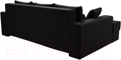 Диван угловой Лига Диванов Майами 15 левый (микровельвет черный)
